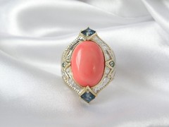 Gems en Vogue Michael Valitutti Sterling Silver 925 Pink Coral Statement Ring 10