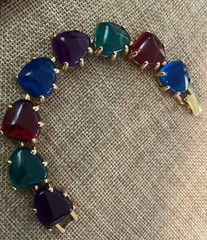 Runway Lucite Resin Multi Color Bracelet Couture GoldTone 80’s VTG 6.75″