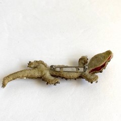 Vintage 40s Alligator Lizard Brooch Sequin Handmade READ