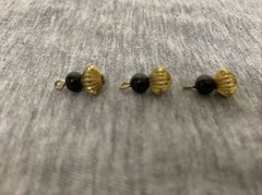 Vintage Black & Brass Corrugared Bead Charm Lot