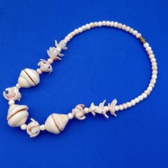 Vintage Pink Shell Necklace Choker Carved Spindle Shells Boho Beach Ethnic 14″