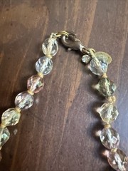 Vintage Crystal Liz Claiborne Faceted Bead Pastel Pink & Blue Necklace