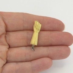 Antique Bone Figa Pendant or Charm Bovine / Cow Bone 1″ Carved Silver Tone