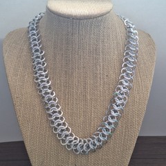Vintage Germany Aluminum Chainmail Choker Necklace Mid‑Century minimalist 18.25″