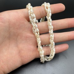 Vintage Freshwater Rice Pearl Necklace 3 Strand Twisted 28 in
