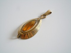 Pendant Am.Dble TEKA Theodor Klotz With Yellow Gemstone Gold Plated 2.9 G