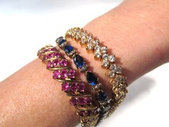 Vintage Sterling Silver Gemstone Tennis Bracelets Lot of 3 ETC10717