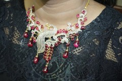 5.50ct Rose Cut Diamond 925 Sterling Silver Ruby Victorian Look Necklace Set