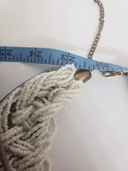Vtg 1980-90s Statement White Beads/ Gold Metal Bib Braided Neclace Chunky Boho