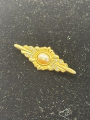 Vintage-Gold Tone Rhinestone & Faux Pearl Brooch/Pin