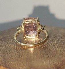 Vintage 14k Yellow Gold Engagement Ring 9.07ct. Natural Pink Tourmaline Cushion