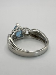 925 Sterling Silver London Blue Topaz and Diamond Vintage Ring Estate Jewelry