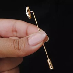 Stick Pin Men’s Lab Created Diamond Suit Lapel Pin Brooch 14k Yellow Gold Plated