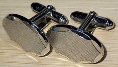 ANSON Silvertone Faceted Edge Oval Cufflinks 7/8″ Wide Bullet Back Great Conditi