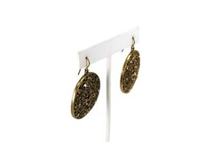 Goldtone Medallion Drop Dangle Earrings Pierced 54946 Gold Tone