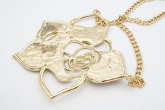 Vintage Necklace Gold Tone Rose Flower Colorful 21″