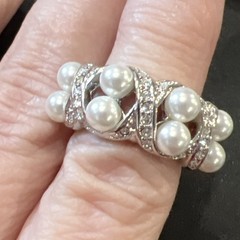 Camilke Lucie Ring Size 7 Faux Pearls