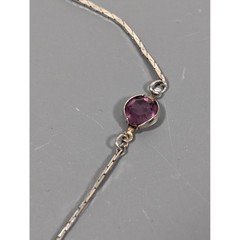 Vintage Medici Purple Glass Station Necklace Silver Tone Bezel Set 16″