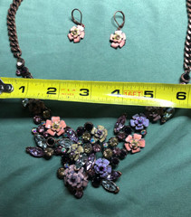 Joan Rivers XXV Classics Collection Necklace Earring Set Enamel Rhinestones
