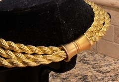 Signed VPH Valerie Peyton Horn 3 STRAND Gold Thread Twisted 17” Necklace