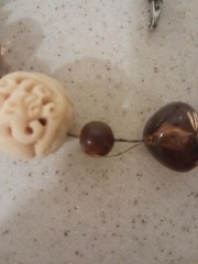 Vintage Teresa Goodall necklace signed ~multiple beads one carved bead Artisan