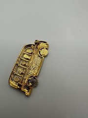 Vintage Gold Enamel School Bus Brooch Pin 4.5cm BB5
