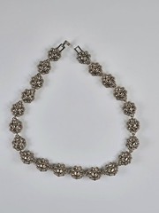 Pink & Gray Rhinestone Choker Necklace Silver Tone Dark Romance Jewelry