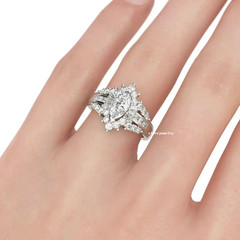 3.50 Ct Marquise Cut Lab Created Diamond 14K White Gold Finish Engagement Ring