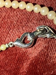 Vintage CORO Graduated Faux Pearl Necklace Rhinestone Clasp MCM 17.75” Signed