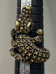 Vintage Alligator Crocodile Adjustable Ring Multi Colored Rhinestones