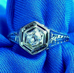 Original EARTH MINED DIAMOND Deco Engagement Ring Antique Belais Solitaire 18K