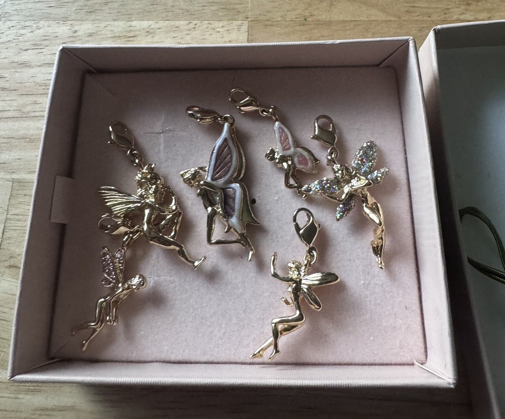 6 Vintage Kirks Folly Fairy Angels Charms Retired NIB Full Set