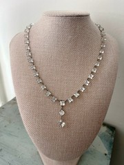 Art Deco Crystal Paste Lariat Necklace Vintage 1920s Gatsby Flapper Bridal