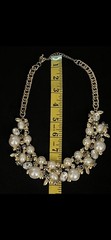 Vintage Style Gold Tone Faux Pearl Rhinestone Statement Necklace Bib Collar