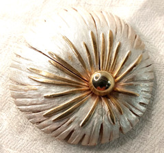 3 Piece Set Vintage Pin Brooch & Clip On Earrings Silver Gold Tone Metal 2 1/4″