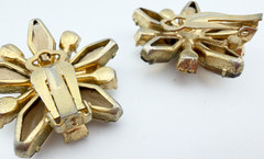 Juliana D&E Book Piece Brown Coffin Rhinestone Gold Bracelet & Clip-On Earrings