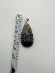 PURPLE ONYX AGATE TEARDROP PENDANT VINTAGE MARKED 925