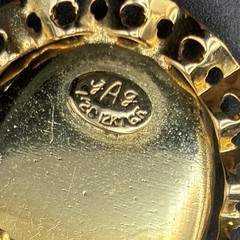 Vintage 12k Gold Filled Pocket Watch Chain FOB, Dog Clip, Guilloche Bluebird