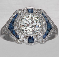 Vintage Art Deco Style Lab Created Diamond Engagement 14K White Gold Finish Ring