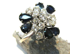 High Quality Blue Sapphire & Diamond Ring Band 18k White Gold Size 6 MAKE OFFER