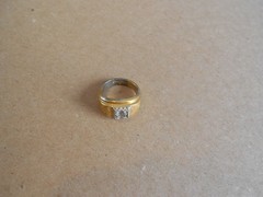 HGE Mens Vintage Ring Yellow Gold Plated With A Simulated Diamond Size 9.5 Ring
