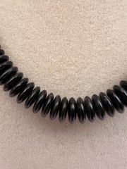 Funky Vintage Black Mod Acrylic Disc Necklace Barrel Closure Clasp Beaded Long