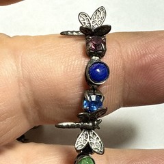 Mary Demarco Choker Dragonfly Cabochons And Rhinestone Hand Clasp Vintage 16-18”
