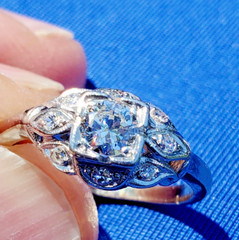 Original EARTH MINED DIAMOND Deco Engagement Ring VINTAGE PLATINUM Solitaire 8
