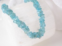 New Natural Raw Paraiba Apatite Chip Bead Sterling Silver 925 Necklace