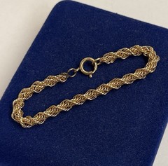 CHUNKY 12k Gold Filled Rope Bracelet 6” 5.2mm Shiny GF 6.4g Vtg victorian