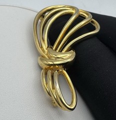 Goldtone Metal Abstract Tiered Swirl Statement Brooch Pin