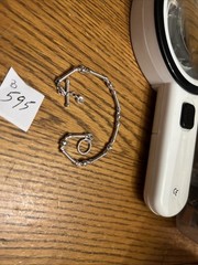 Silver Bracelet With Clear Stones Very Nice No Marks B595