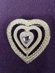 Vintage Triple Heart Brooch Pendant Gold Tone Love Pin Signed Gerry’s