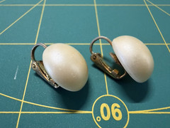 Vintage Antique JTV Clip On Earrings – Faux Pearl – Costume Jewelry – Estate 162